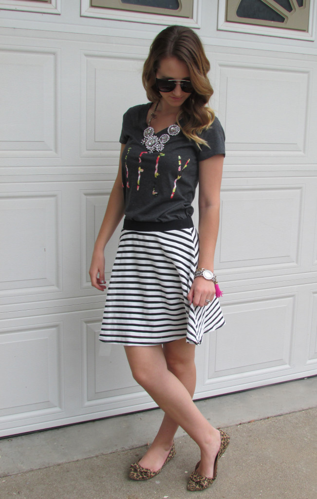 leopard bow flats, papaya skirt