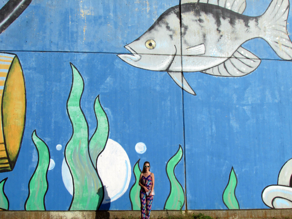mural, fish, bubbles