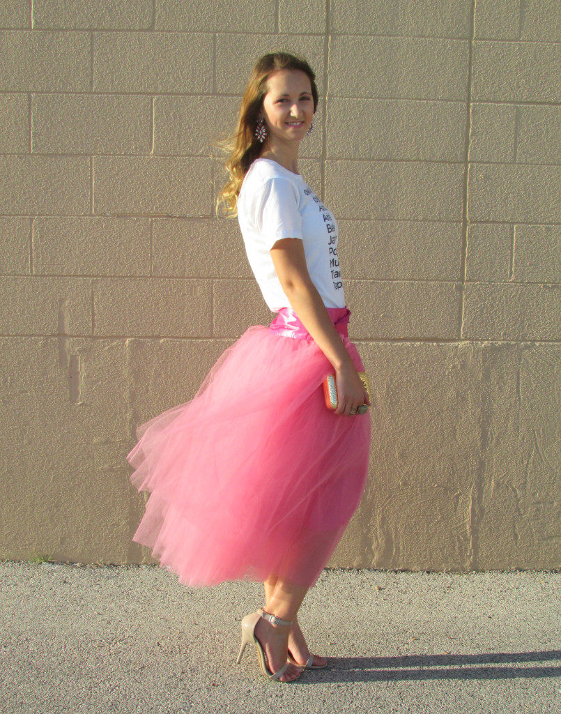 pink tulle skirt, Charlotte Russe heels