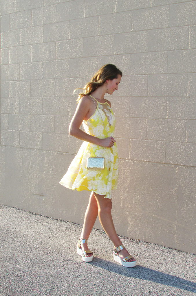 yellow dress, evadette boutique, bebe