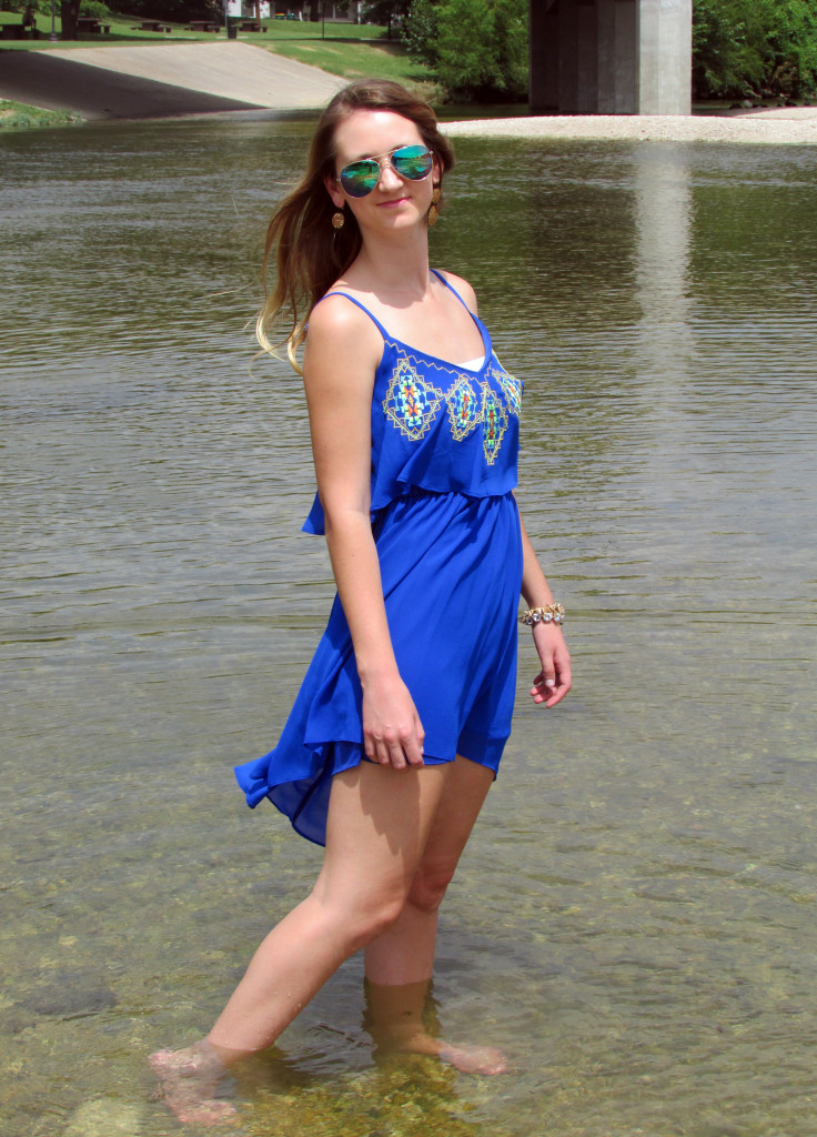 blue high-low dress, Dillards