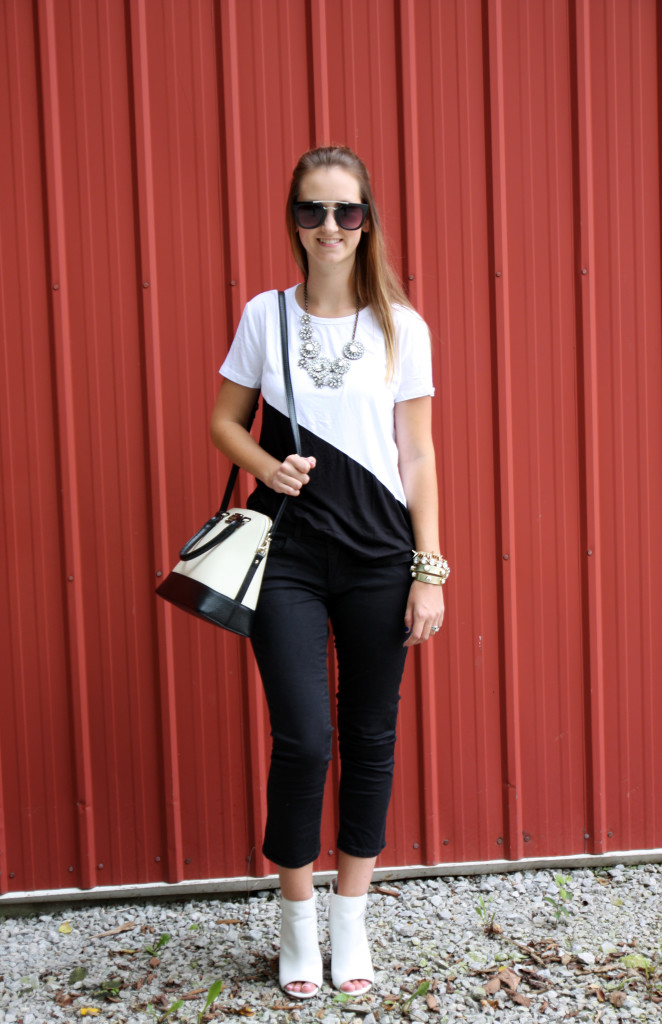 black and white, Forever 21 top, Kate Spade