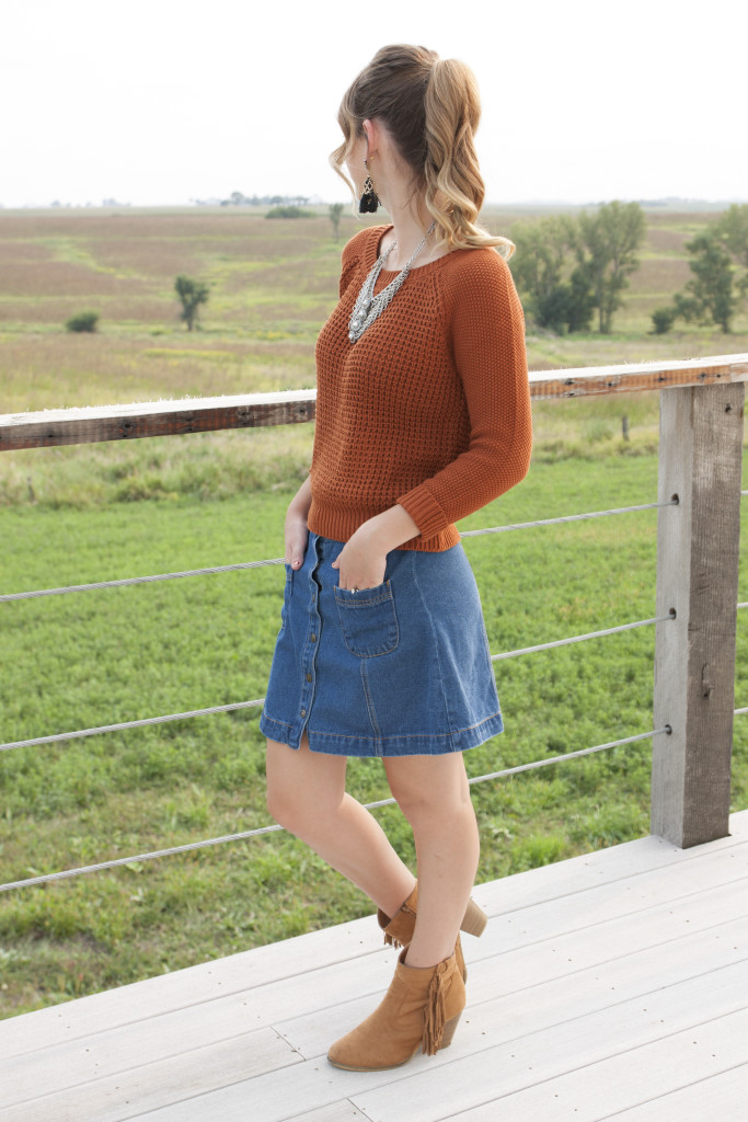 orange sweater, Forever 21, booties