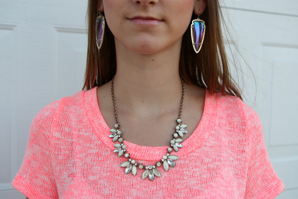 Forever 21, statement necklace, Kendra Scott earrings