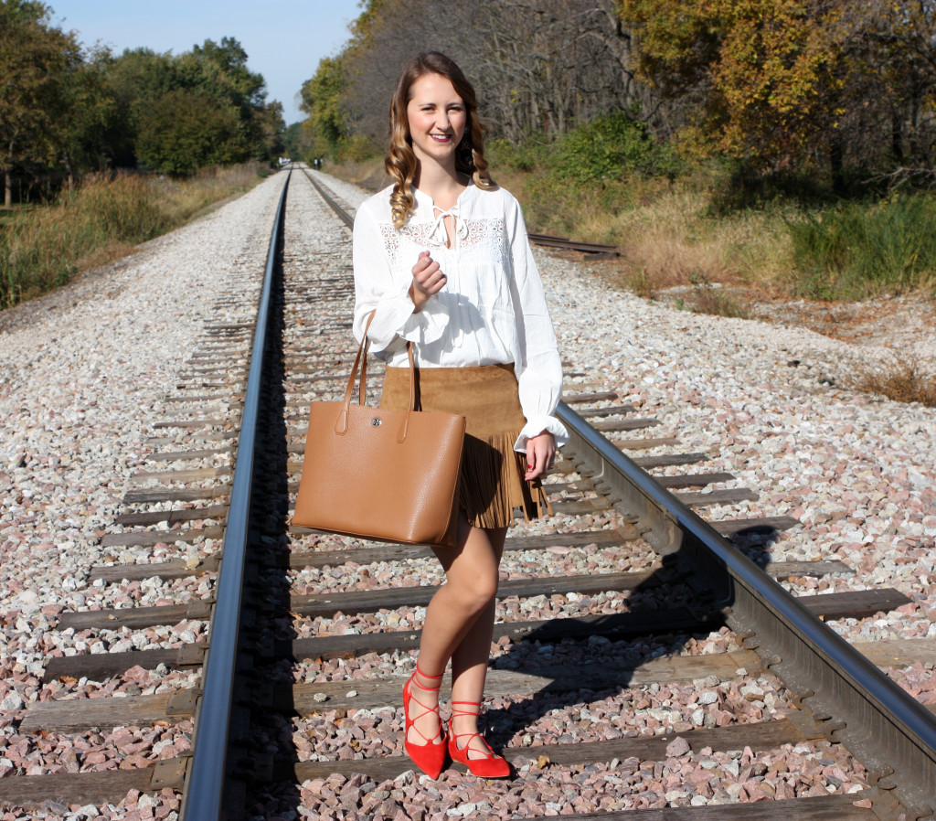 70's look, Dry Goods, fringe skirt