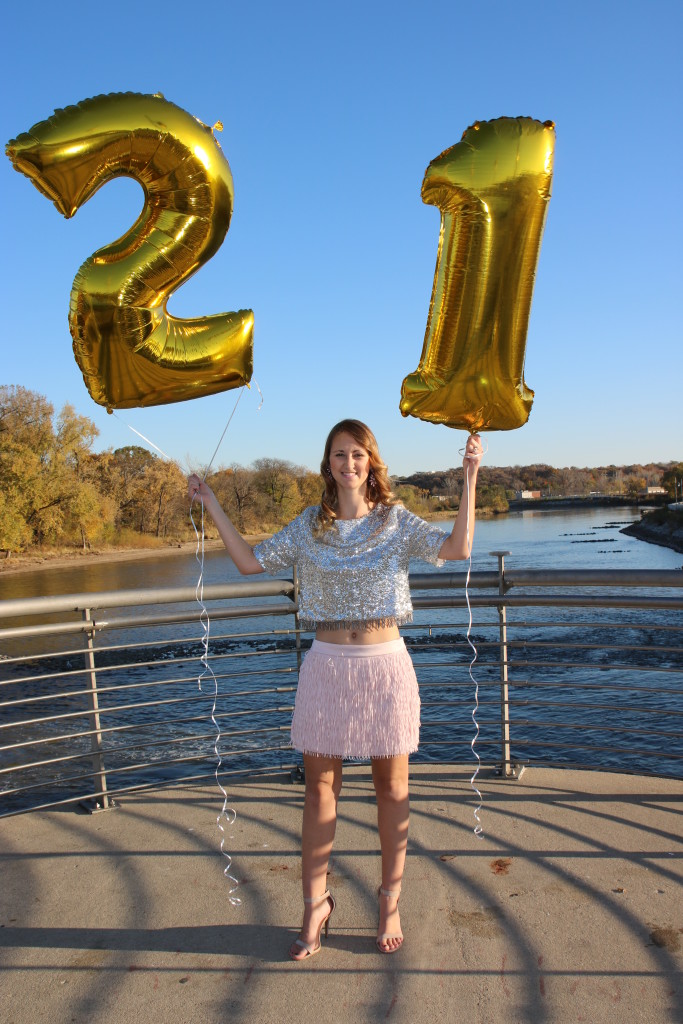 21st birthday, birthday balloons, Express, fringe skirt
