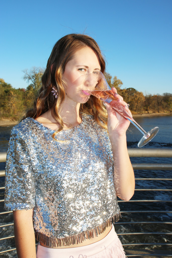 champagne, Nasty Gal sequin top, 21st birthday