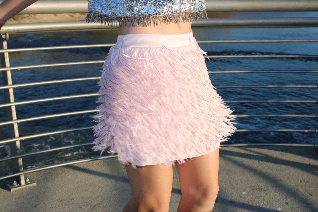 Express, pink fringe skirt