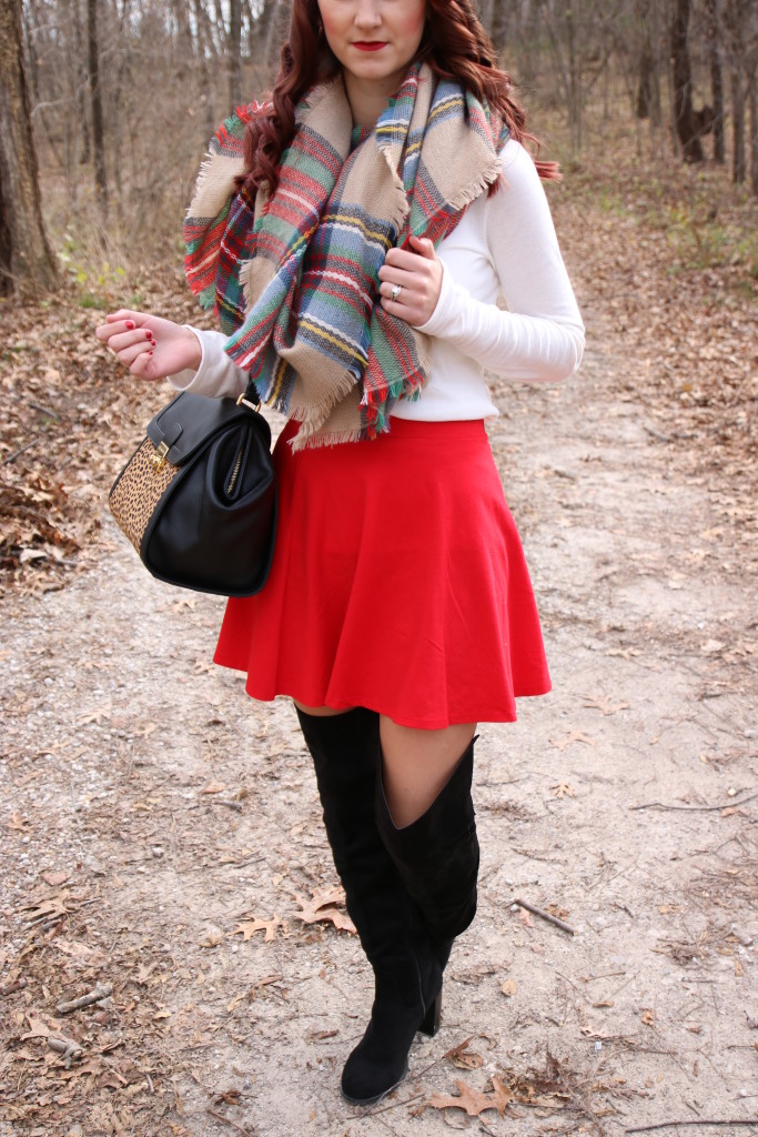 plaid blanket scarf, skater skirt, Vera Bradley