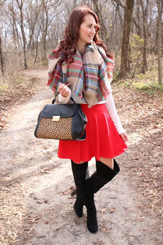 Forever 21 boots, red skater skirt