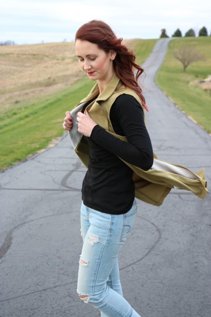 SheIn, olive green sleeveless vest