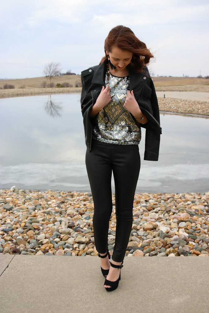 New Year's Eve look, Express sequin top