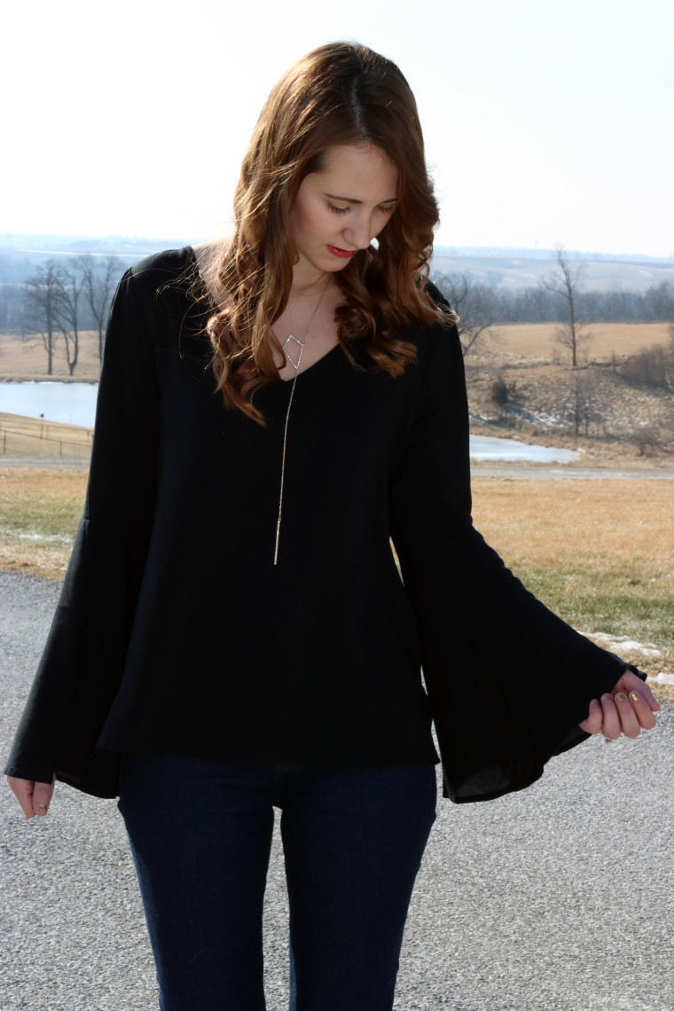 Express top, bell sleeves