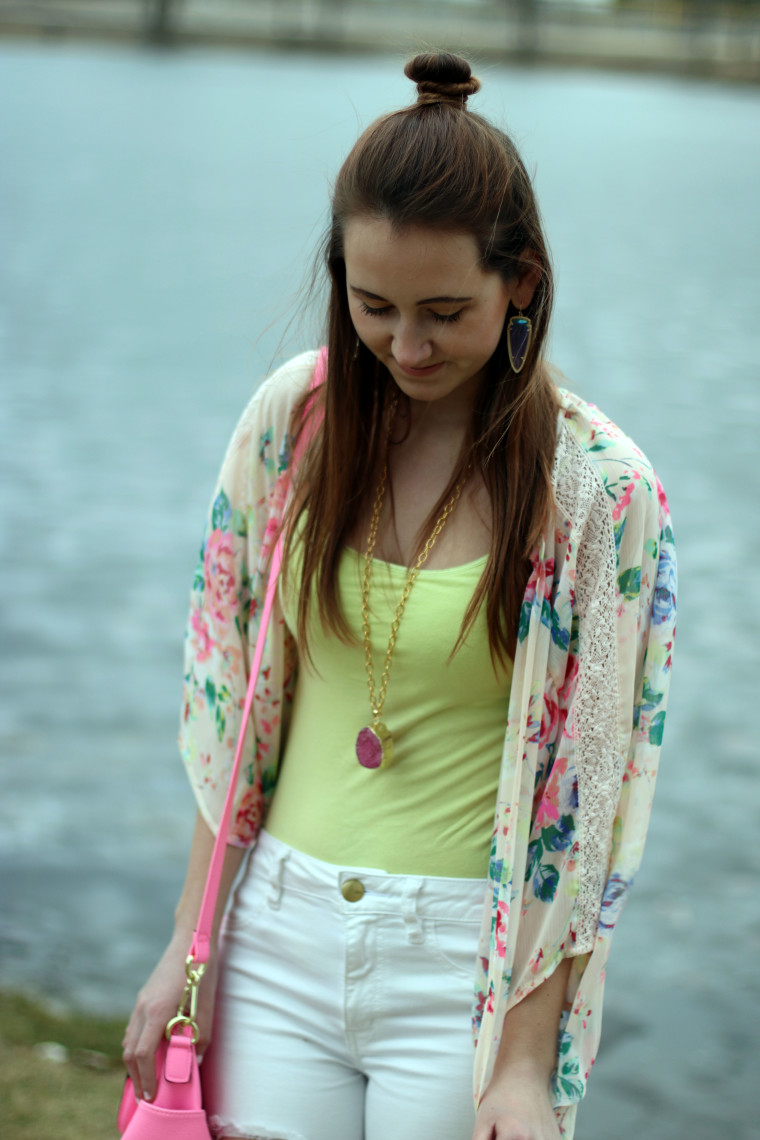 floral kimono, crop pants