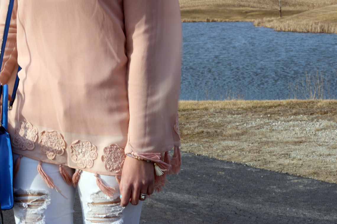 lace, fringe, pastel pink, blouse