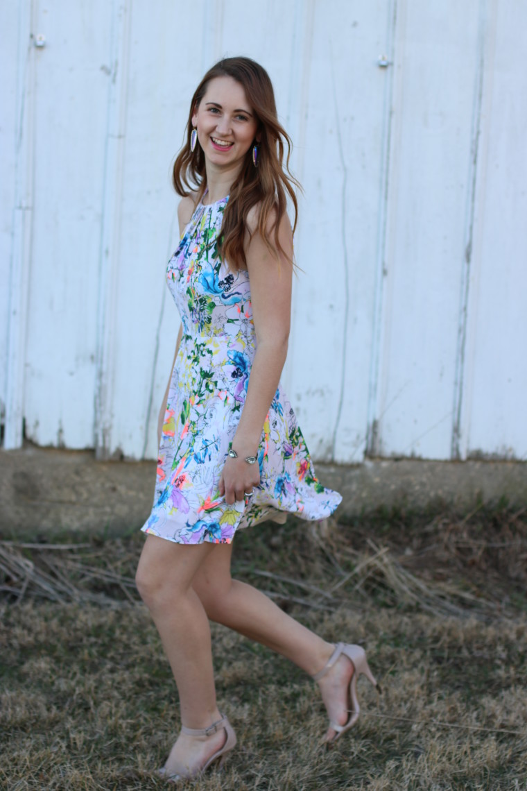 Express floral dress, bright colors