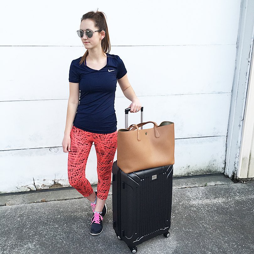 travel blogger, Nike Nike Women, Kohls suitcase, Amazon mirrored sunglasses