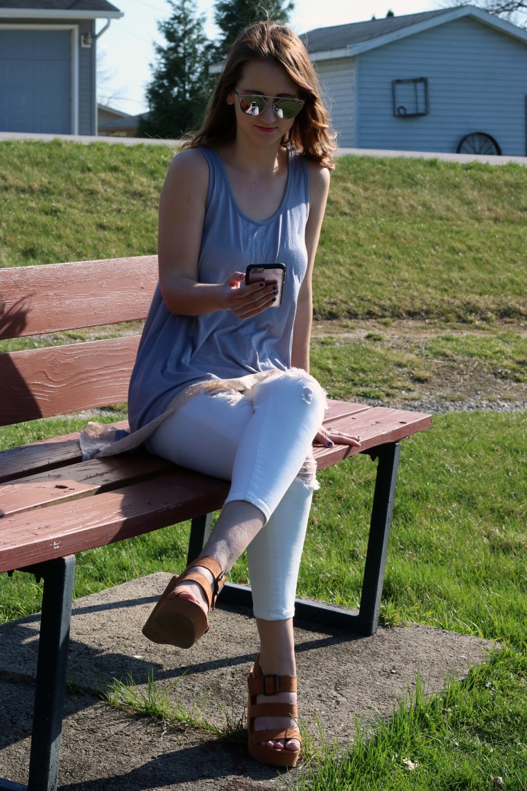 Rosemary Avenue Boutique tank, lace, Colorado Boutique, suede wedges