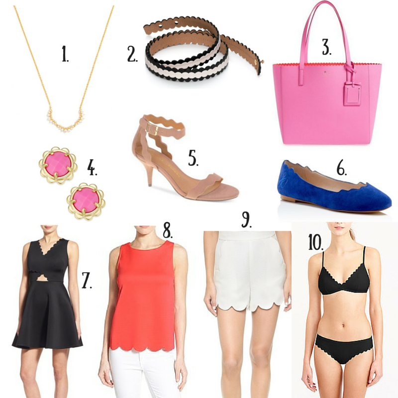 Scallops, scallop dress, scallop swim suit, Scallop Kate Spade bag