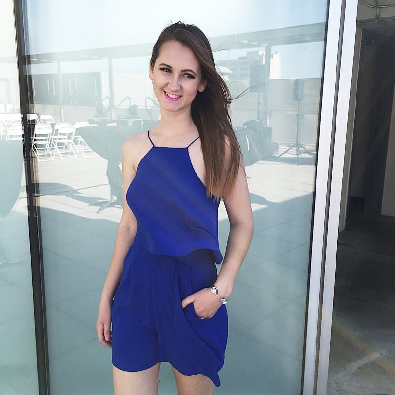 fly over fashion fest, royal blue romper