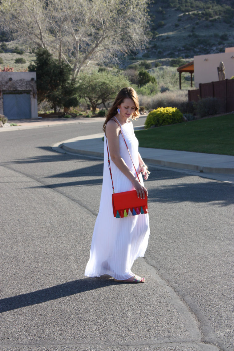 White Pleated Maxi Dress For The Love Of Glitter
