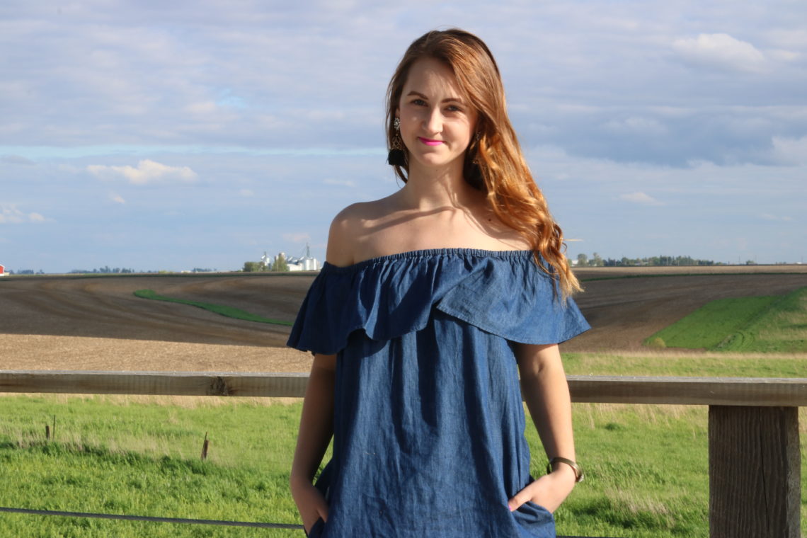 Apricotlane chambray dress, iowa blogger, blue dress, spring look
