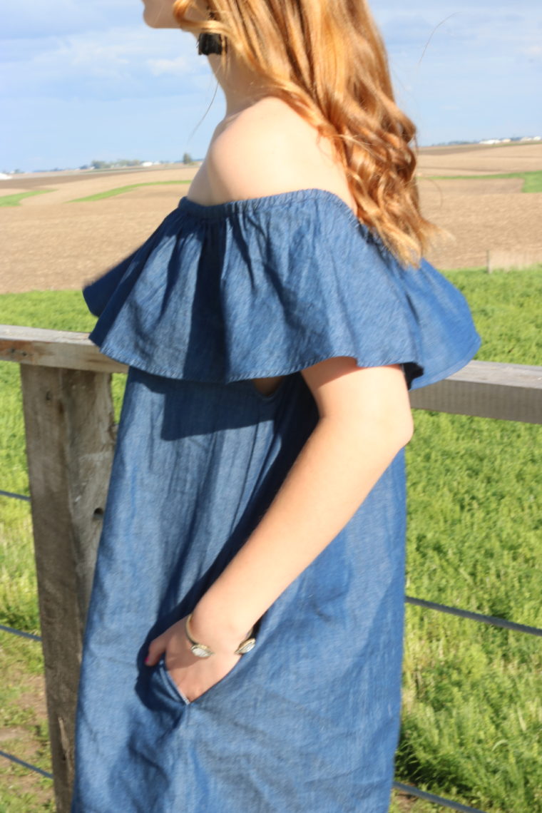 frilly dress, Apricotlane chambray dress,