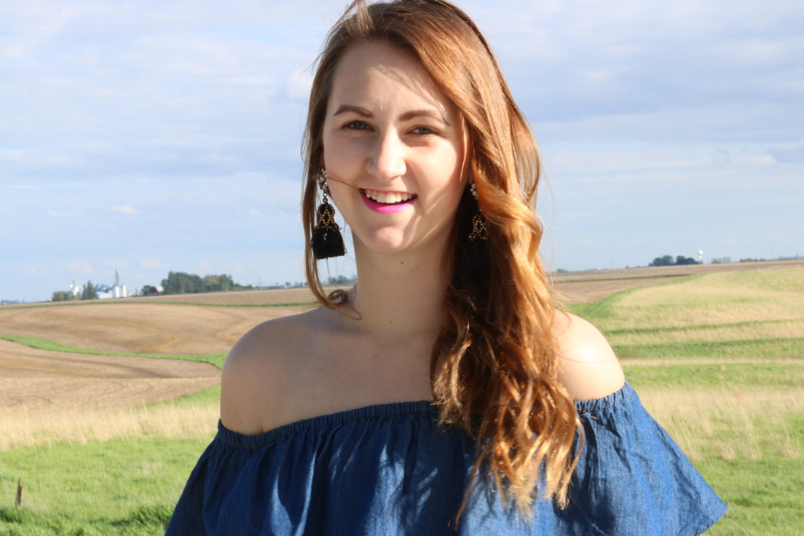 tassel earrings, MAC lipstick, chambray dress