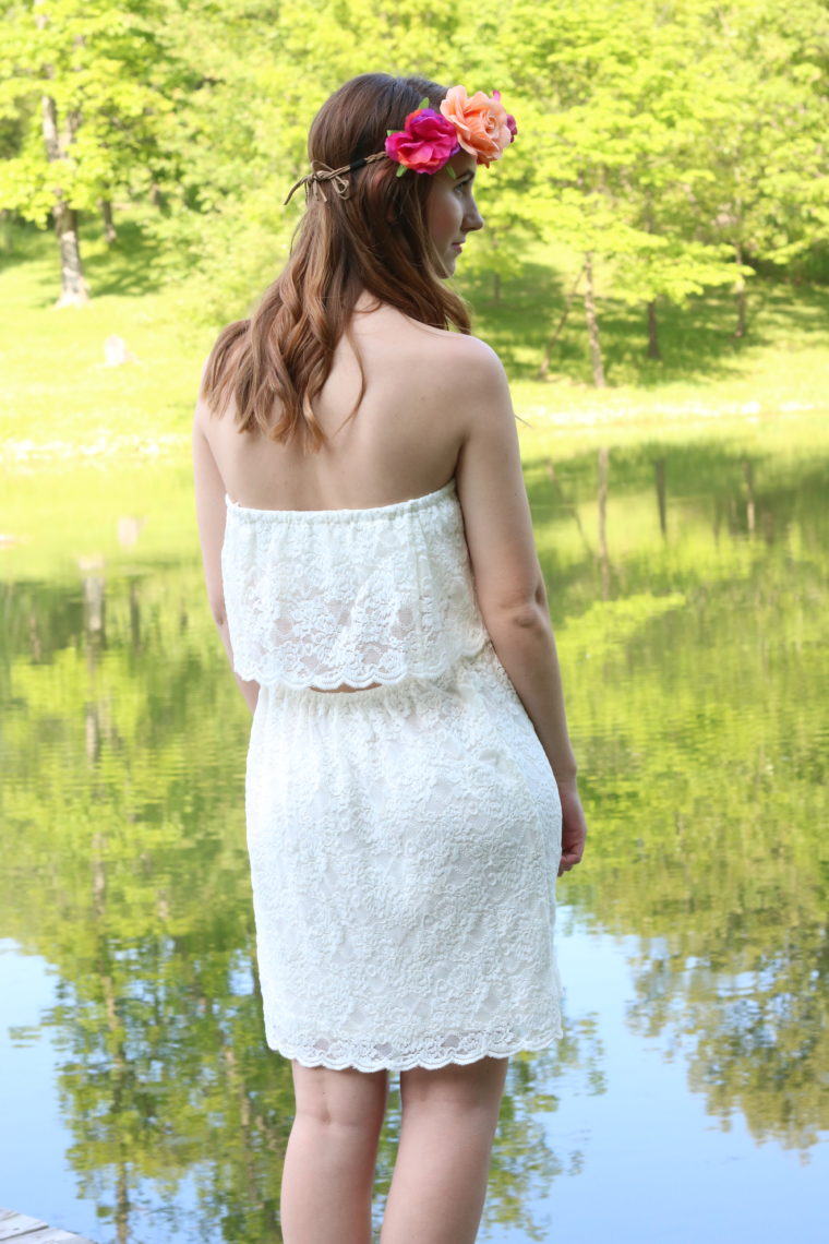 free spirit, white lace dress, floral headband, Headbands of Hope