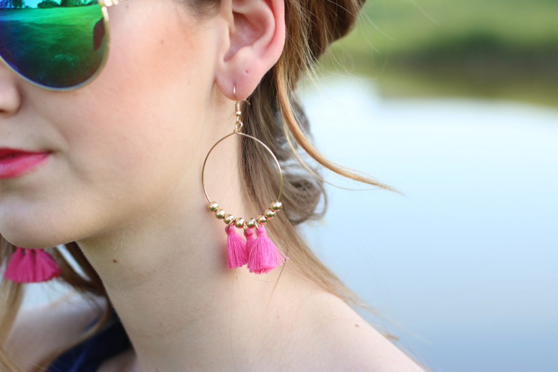Old Navy pink tassel earrings, tassels