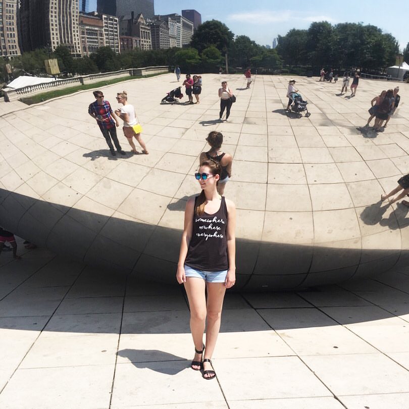 The Bean, Chicago, travel blogger, Francesca's top, summer, busy bee, Target sandals
