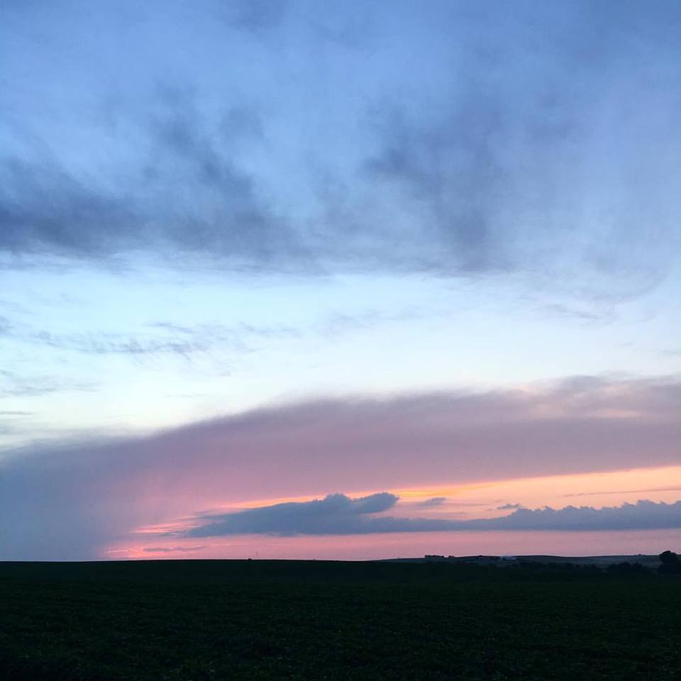 chasing the clouds, cotton candy skies, blue and pink clouds, summer sunset, Iowa sunsets