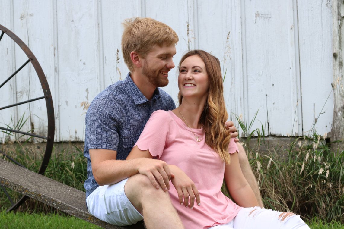 Our 2nd wedding anniversary, anniversary photos, July 26, scalloped top, button down shirt