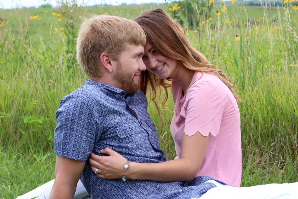 Gavin and Amanda, wedding anniversary, 2 years, scalloped top, button down shirt, Summer wedding, anniversary