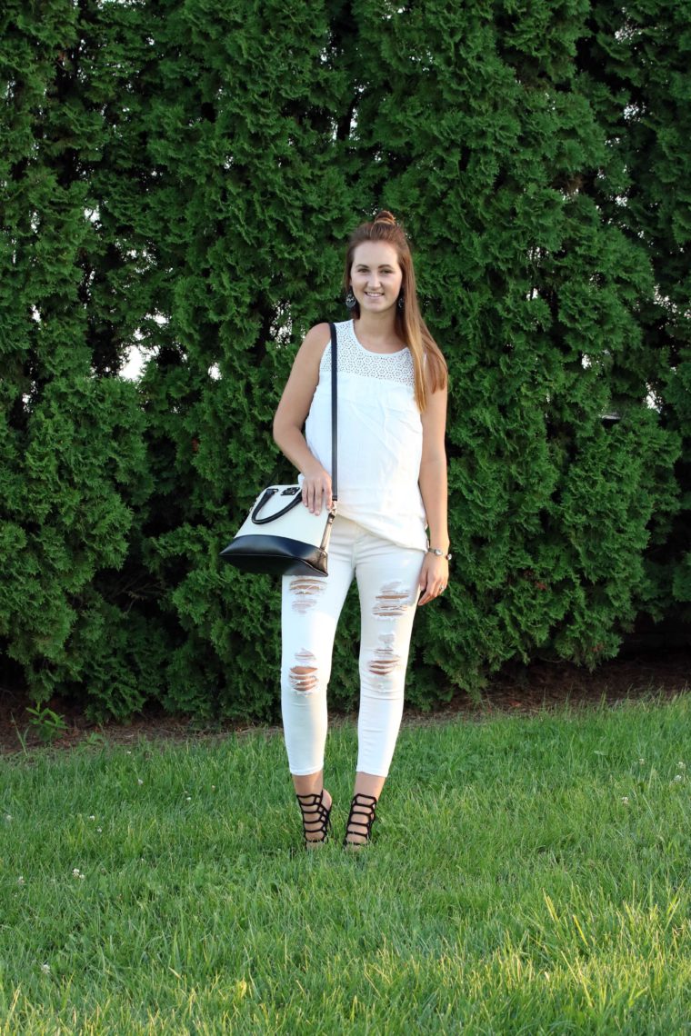 white on white, Kate Spade bag, black and white