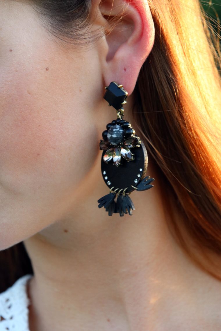 black earrings, statement earrings, Buablebar earrings