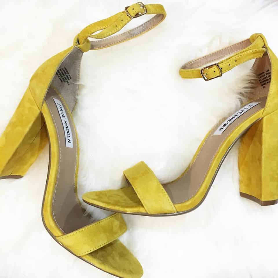 yellow heels, Steve Madden, on sale
