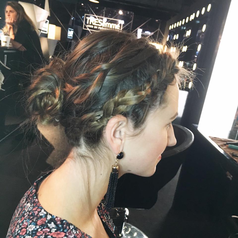 Tresemme, nycfw, crown braid, tassel earrings