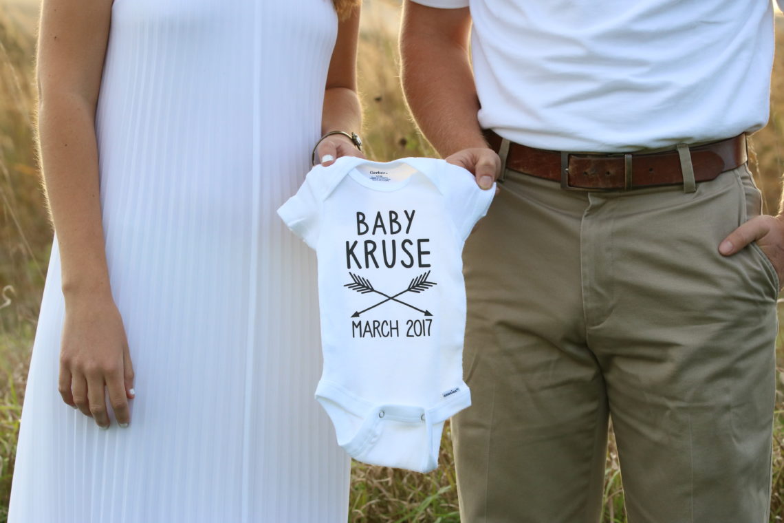 baby announcement, we're expecting, March 2017, baby Kruse, customized oneise