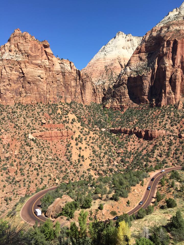 winding road, Zion National Park, Utah, cliffs