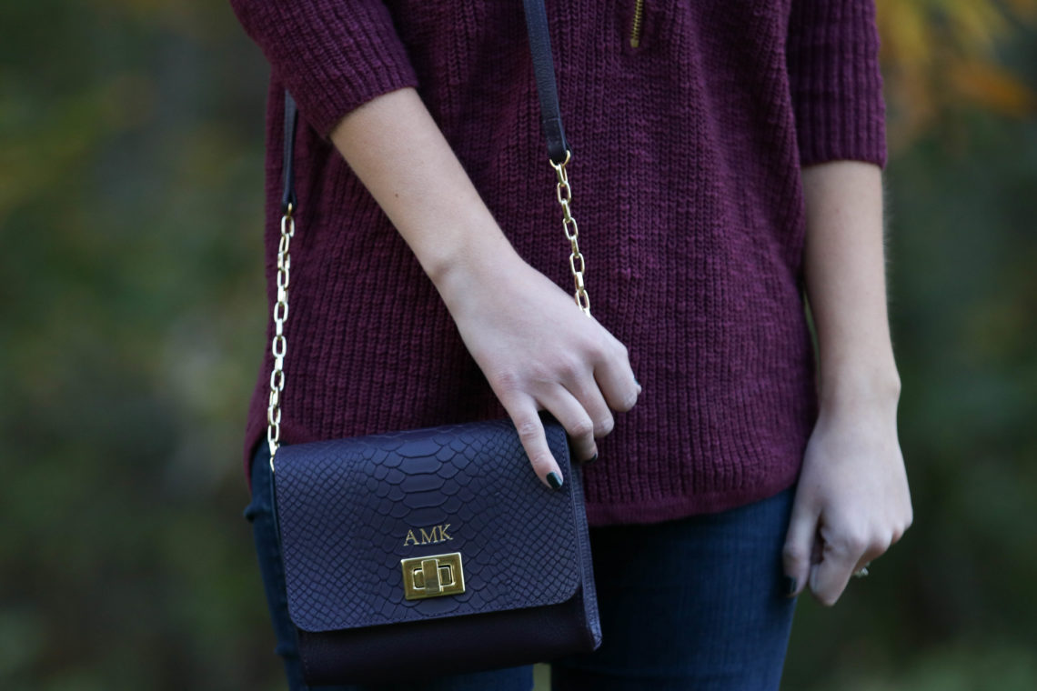 GiGi New York bag, leather, purple bag, Catie bag