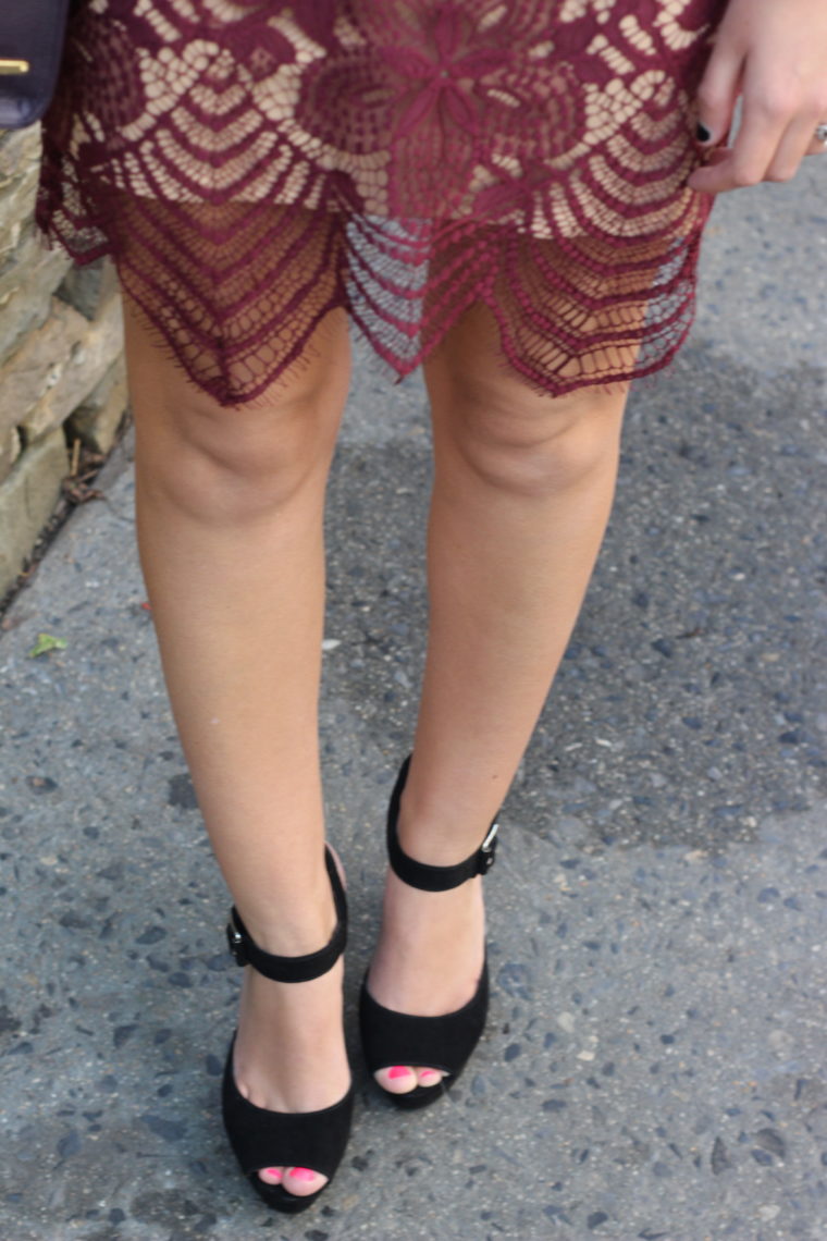 lace two-piece, black platforms, New York, fashion week