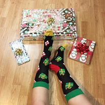 happy socks, presents, wrapping paper 