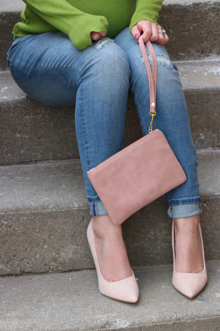 for the love of glitter, women's fashion, maternity jeans, pink clutch