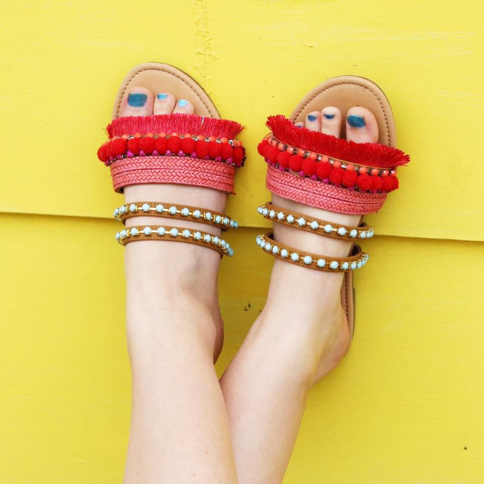 for the love of glitter, pom pom sandals