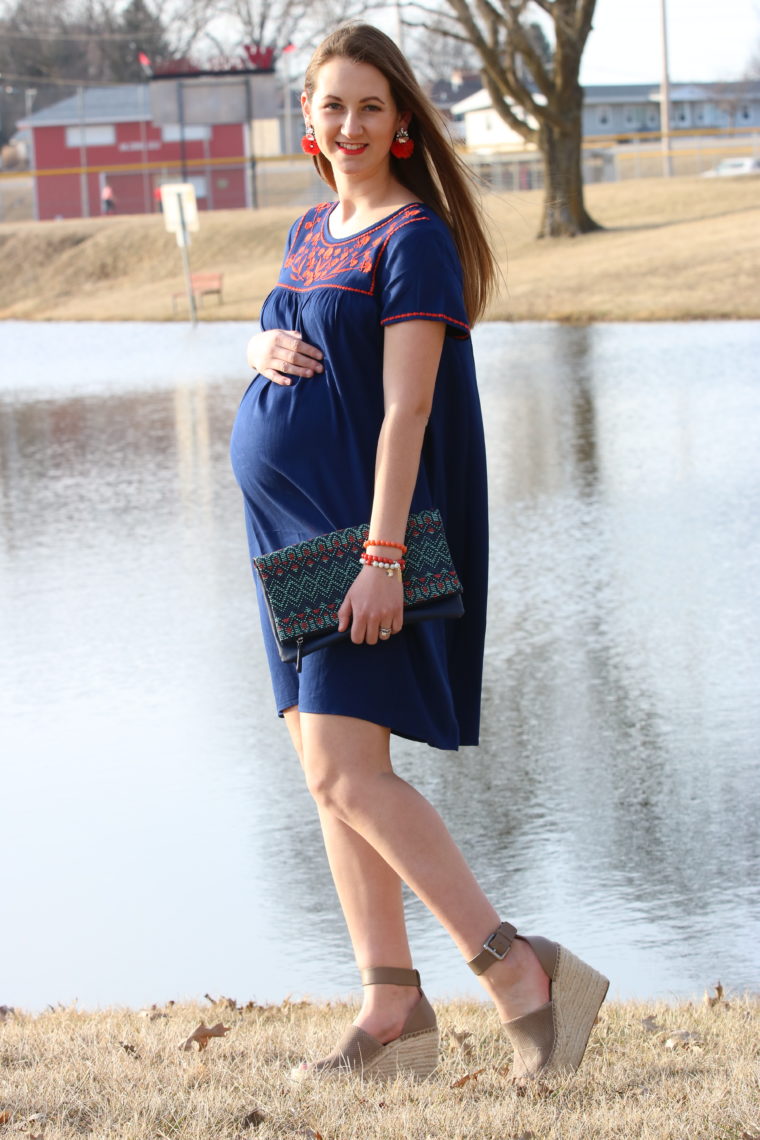 for the love of glitter, women's fashion, maternity style, embroidered dress