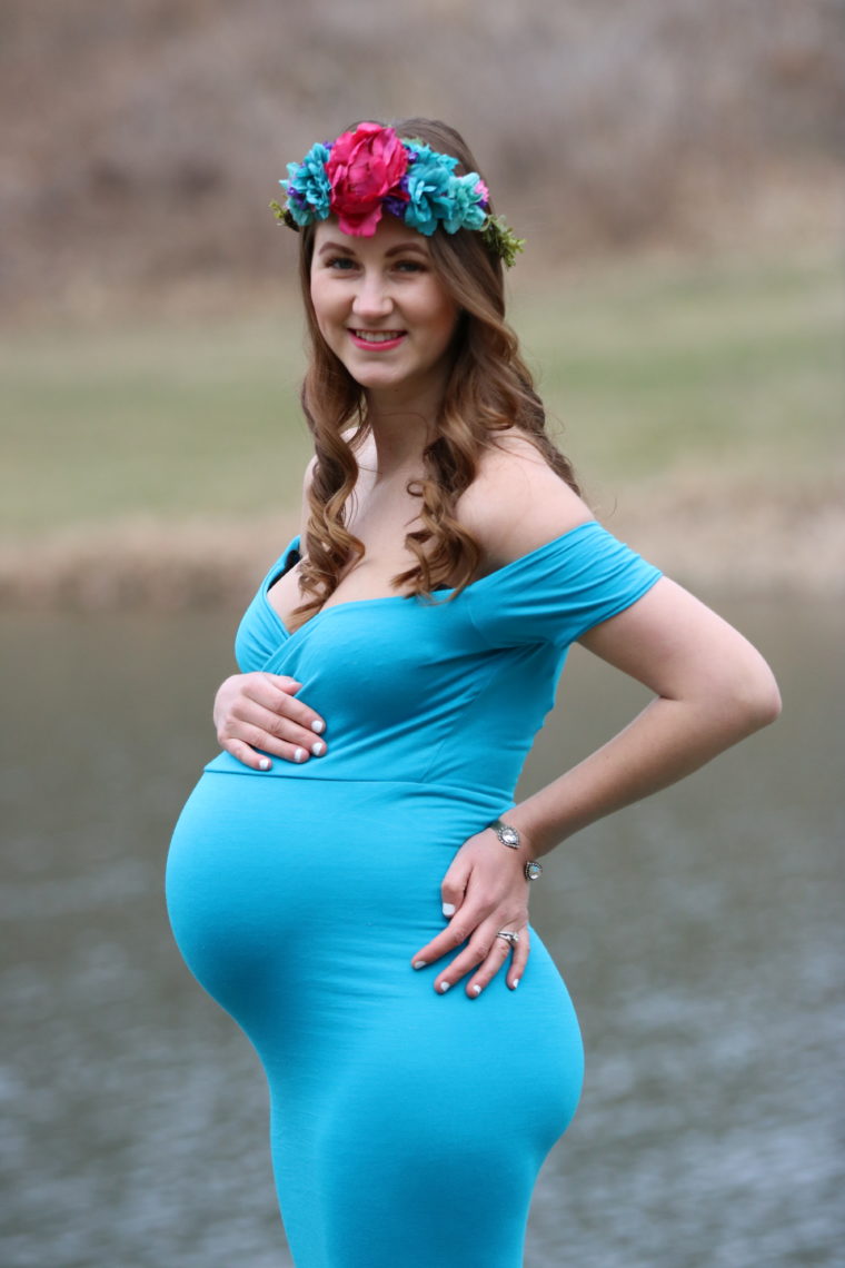 for the love of glitter, floral crown, maternity photos, maternity dress, maternity gown