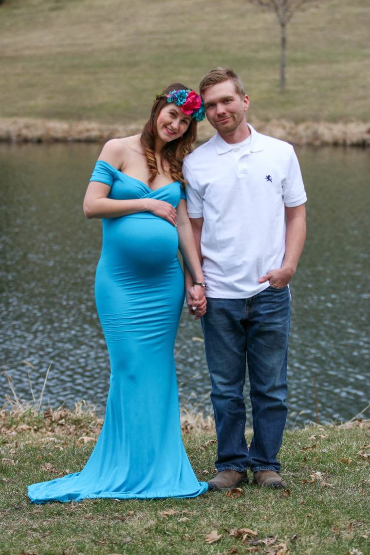 maternity photos, maternity dress, maternity gown, floral crown