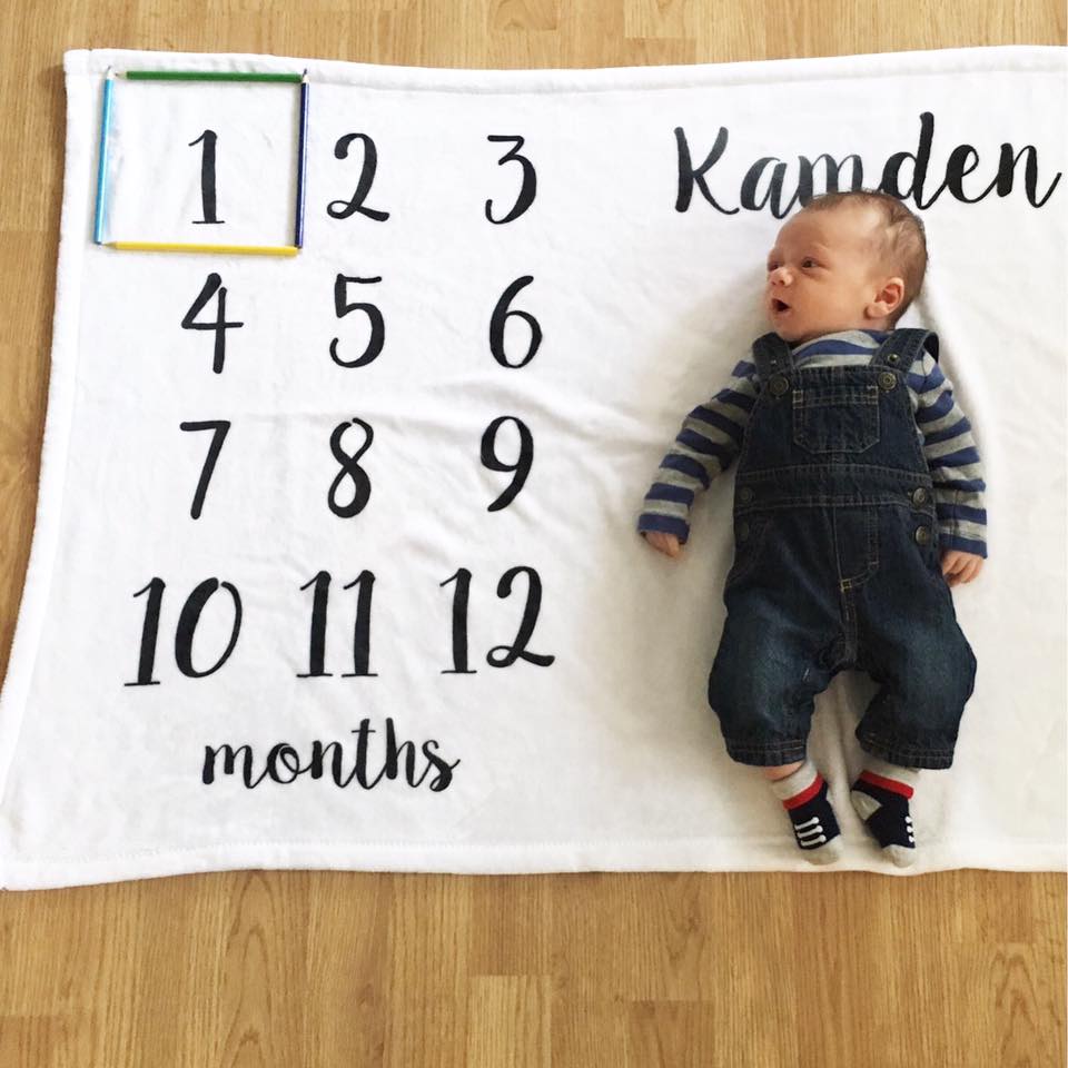1 month old, month by month blanket, baby boy