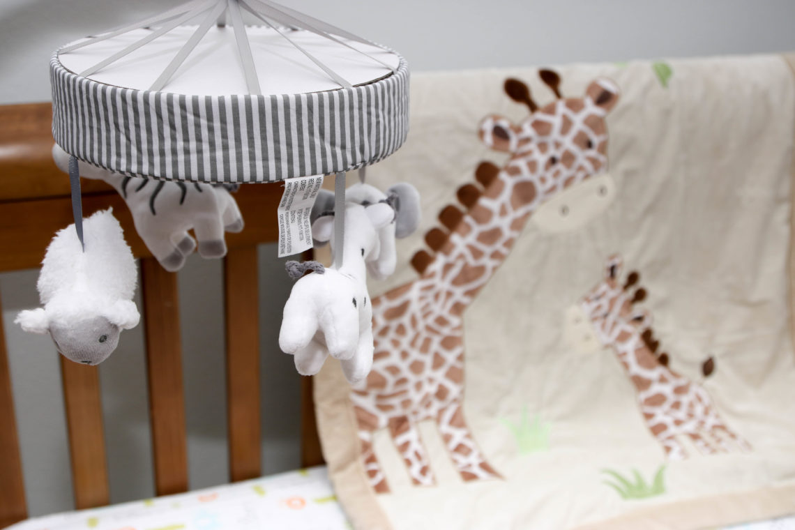 for the love of glitter, safari mobile, safari nursery, giraffe blanket